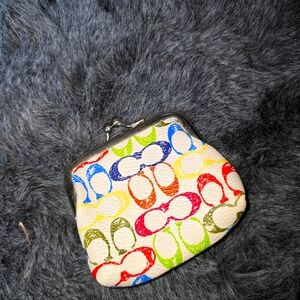 VTG Coach kiss-lock coin purse multi color C